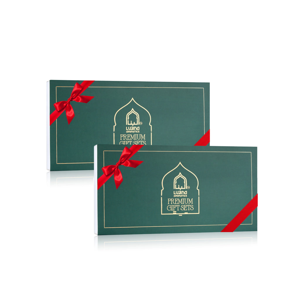 Lifestyle image of a sophisticated fragrance gift sets placed in a modern elegant setting