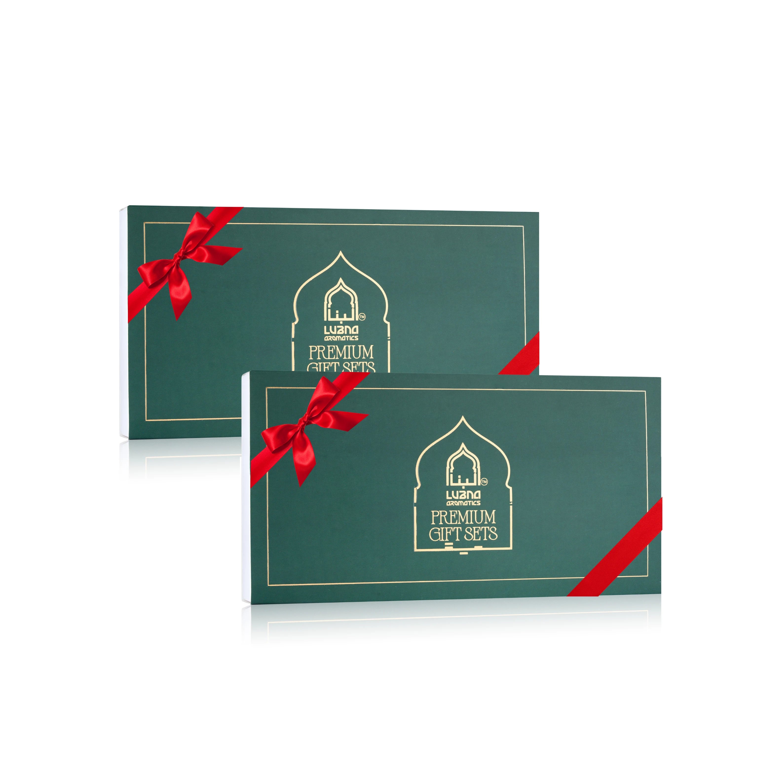 Lifestyle image of a sophisticated fragrance gift sets placed in a modern elegant setting
